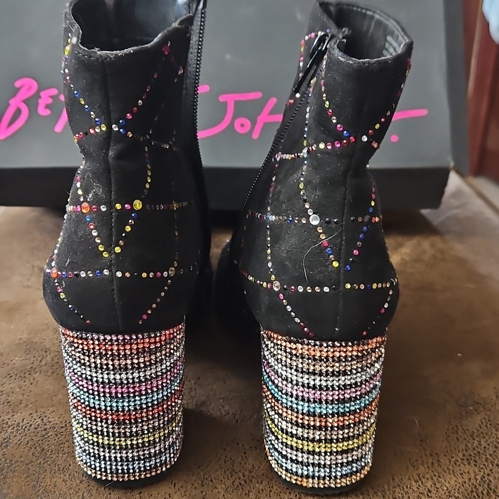 Betsey Johnson Kassie Black Embellished Boots Size 7.5 - Picture 4 of 8